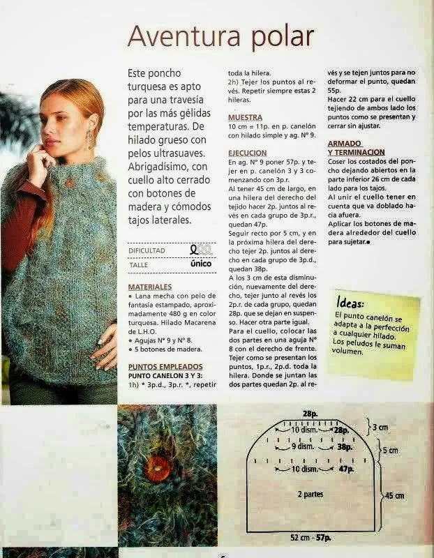 4 patrones de ponchos tejidos con dos agujas | Crochet y Dos ...