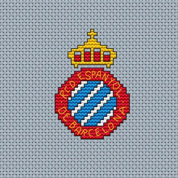 Patrones de punto de cruz del escudo del RCD Espanyol Patrones de punto de cruz del escudo del RCD Espanyol