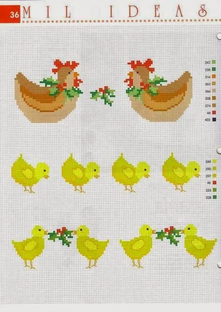 PATRONES PUNTO DE CRUZ GRATIS: Gráfico de gallinas a punto de cruz