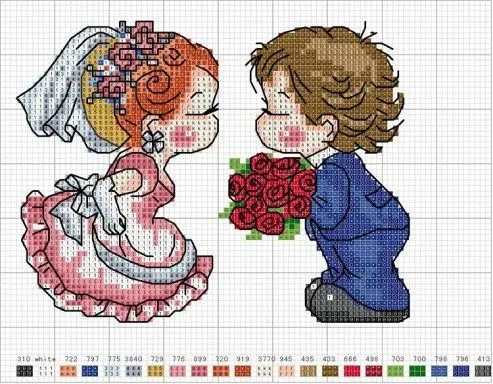 Enamorados punto de cruz - Imagui