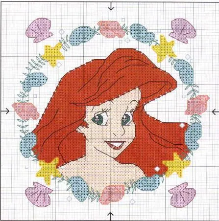 Patrones Punto de Cruz: Princesa disney - Ariel- Sirenita Patrones Punto de Cruz: Princesa disney - Ariel- Sirenita