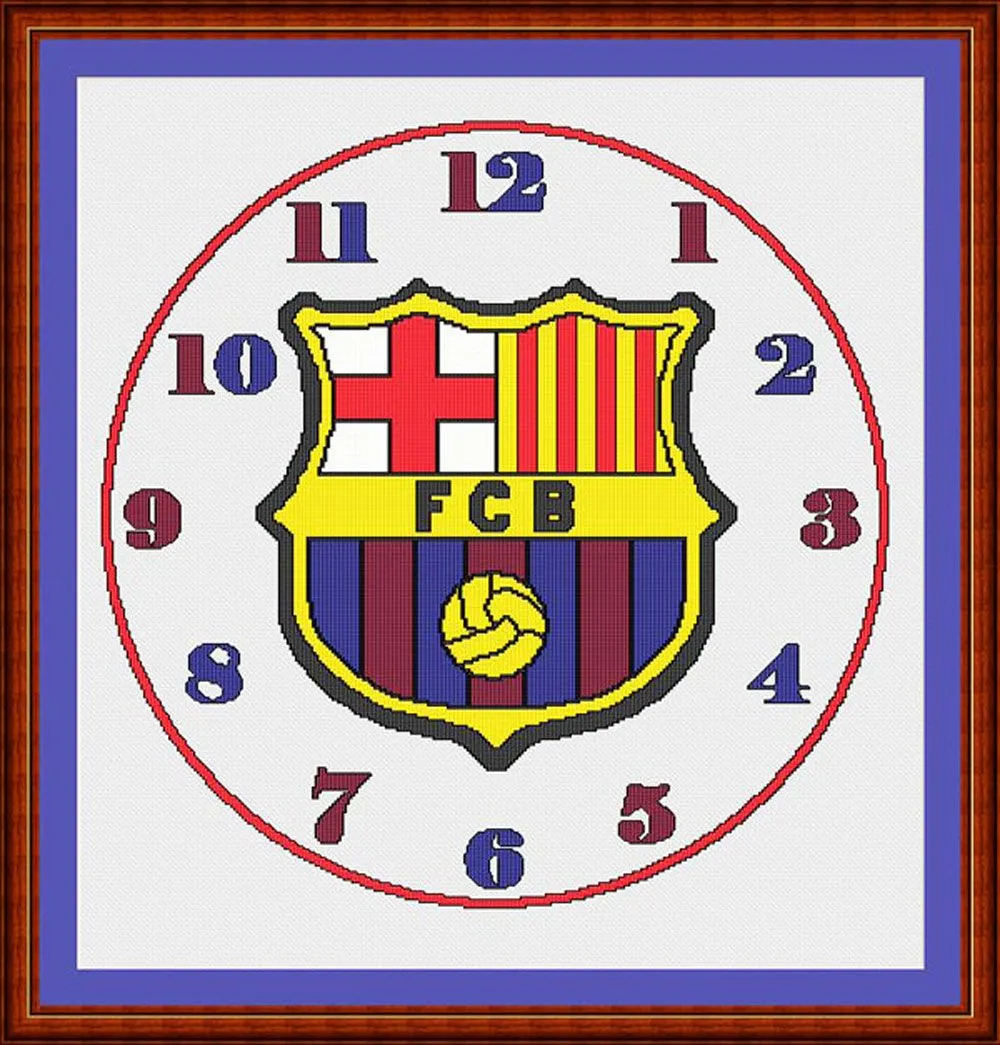 Patrones de punto de cruz de un reloj del FC Barcelona Patrones de punto de cruz de un reloj del FC Barcelona