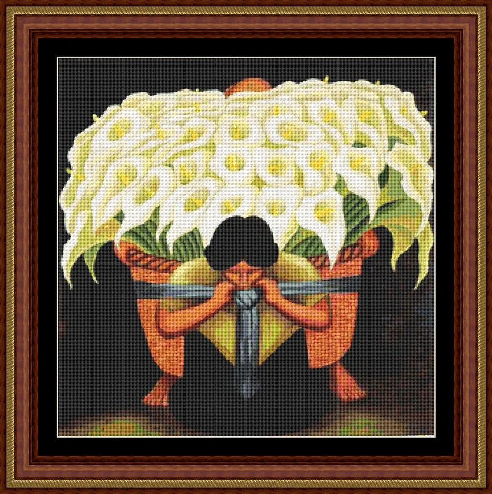 Patrones de punto de cruz del Vendedor de alcatraces de Diego Rivera Patrones de punto de cruz del Vendedor de alcatraces de Diego Rivera