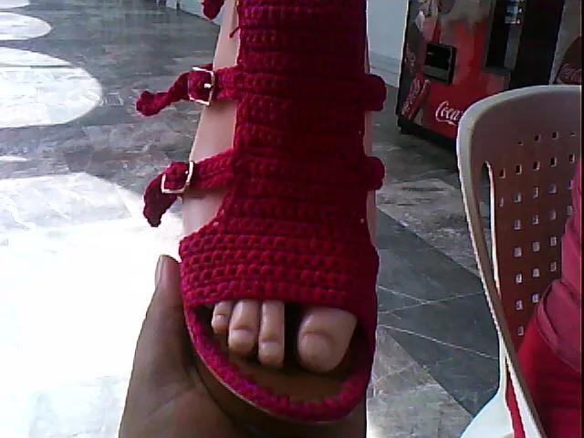 Sandalias para dama tejidas en crochet - Imagui