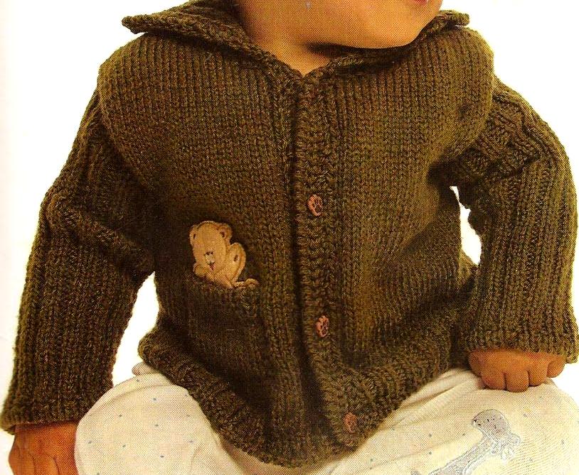Patrones de Tejido Gratis - Suéter verde para un niño