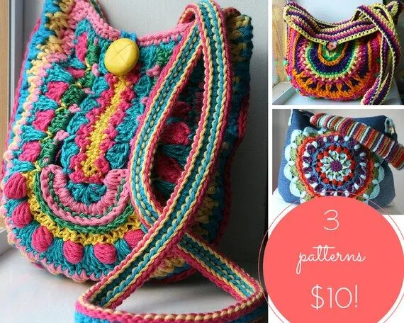 Patrones venta de patrones ganchillo 3 bolso de por LuzPatterns Patrones venta de patrones ganchillo 3 bolso de por LuzPatterns