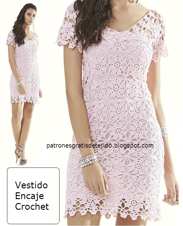 Patrones de vestido de encaje al crochet | Crochet y Dos agujas