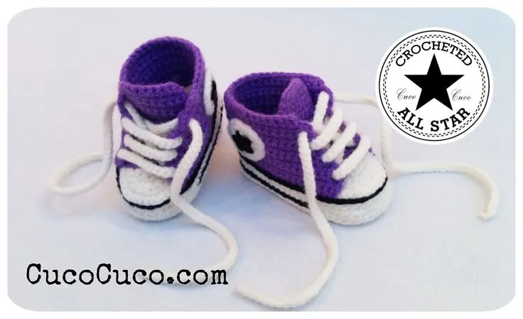 Patucos a crochet tipo Converse All Star. Tutorial completo en ... Patucos a crochet tipo Converse All Star. Tutorial completo en ...