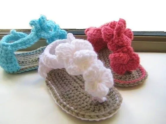 Patucos ganchillo patrón Orquídea sandalias por CrochetBabyBoutique