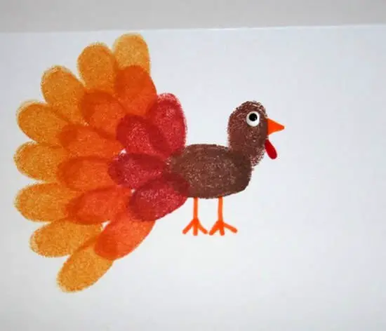 Pavo hecho con huellas - Manualidades Infantiles Pavo hecho con huellas - Manualidades Infantiles