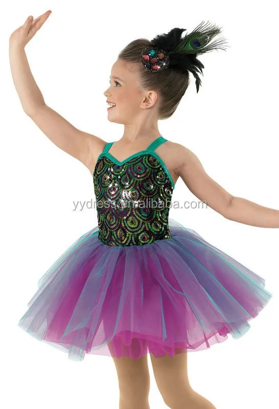 Pavo real de lentejuelas de tul de baile trajes para los niños del ... Pavo real de lentejuelas de tul de baile trajes para los niños del ...