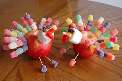 Pavos de manzana y dulces - Guía de MANUALIDADES Pavos de manzana y dulces - Guía de MANUALIDADES