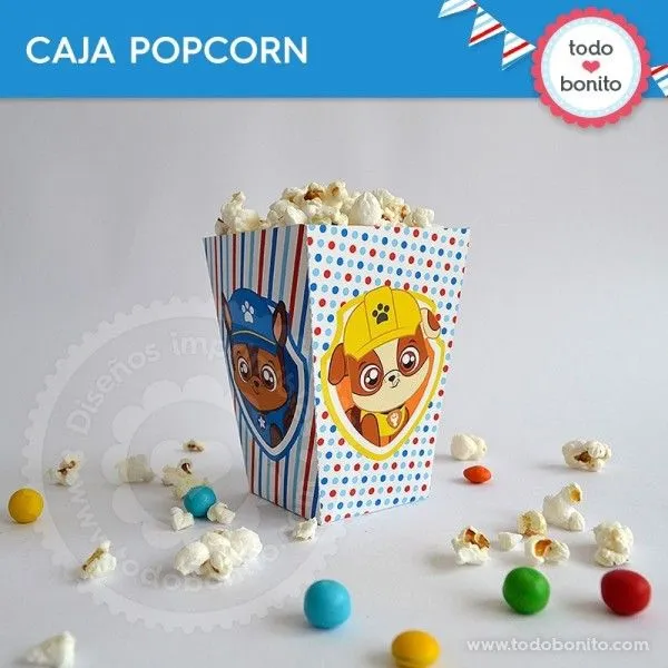 Paw Patrol: caja popcorn para imprimir