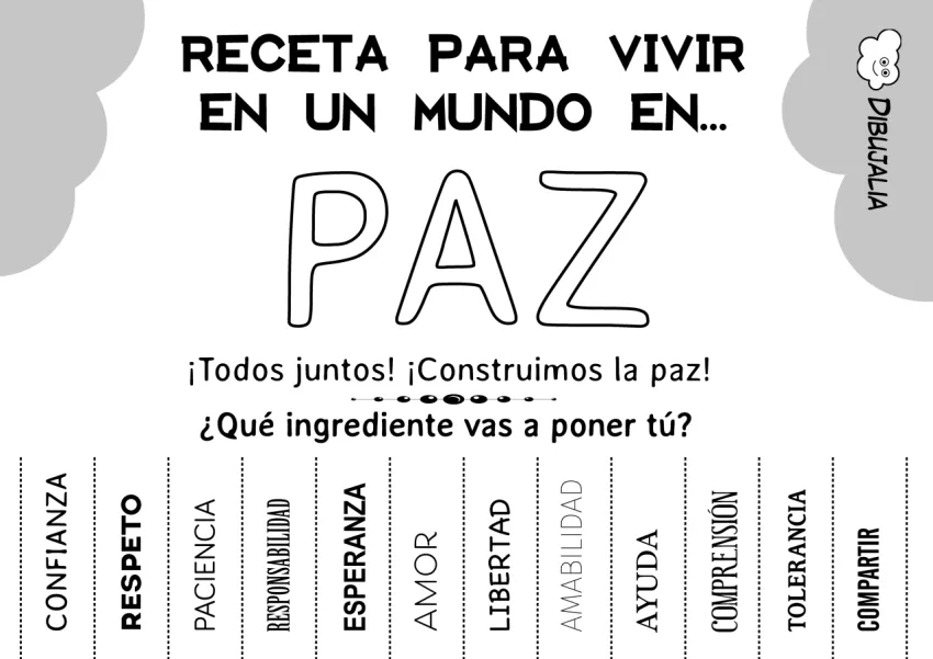 Paz y No violencia - Dibujalia - Dibujos para Colorear y Recursos Educativos Paz y No violencia - Dibujalia - Dibujos para Colorear y Recursos Educativos