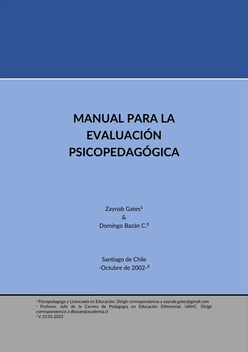 PDF) Manual para la evaluación psicopedagógica PDF) Manual para la evaluación psicopedagógica