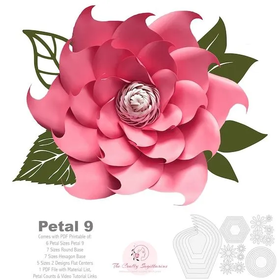 PDF Pétalo 9 plantilla de flores de papel con base y centro - Etsy México PDF Pétalo 9 plantilla de flores de papel con base y centro - Etsy México