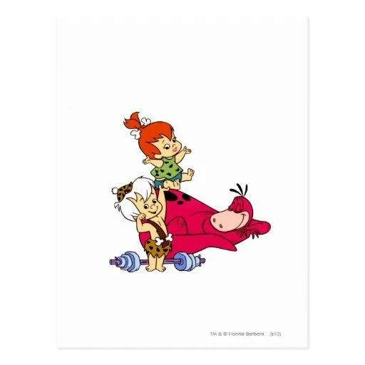 PEBBLES™ y Bam Bam y hora del recreo de Dino Postales | Zazzle