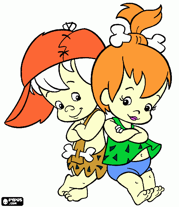 PEBBLES Y BAM B para colorear, PEBBLES Y BAM B para imprimir