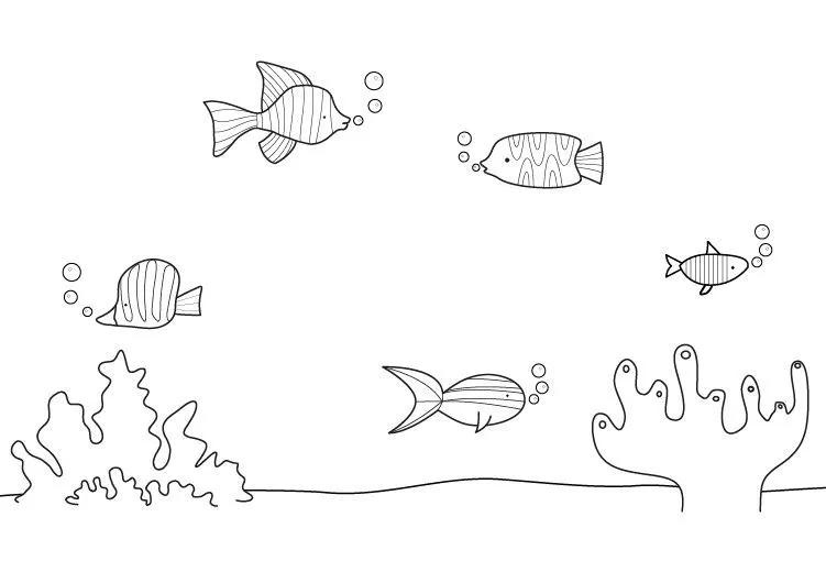 Peces de colores: dibujo para colorear e imprimir Peces de colores: dibujo para colorear e imprimir