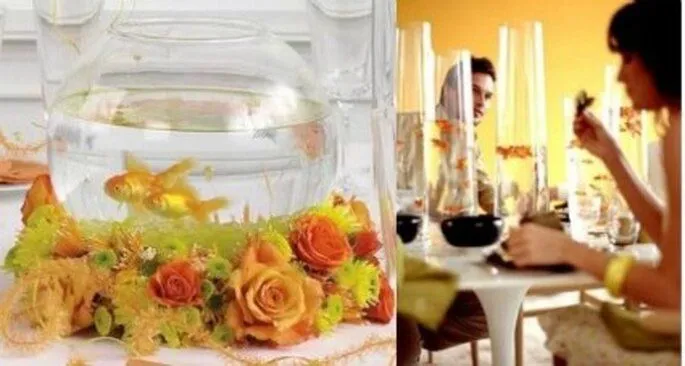 Peces para decorar centros de mesa y el salón de la boda