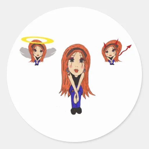 Pegatina del diablo y del dibujo animado del ángel | Zazzle