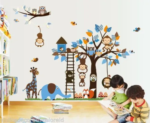 Pegatina infantil decorativa Arbol Buhos XXL400*160cm Vinilo ...