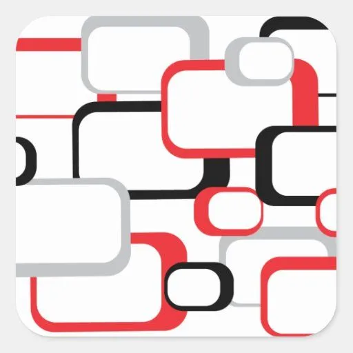 Pegatina retro del rojo, negro y gris de los cuadr de Zazzle.
