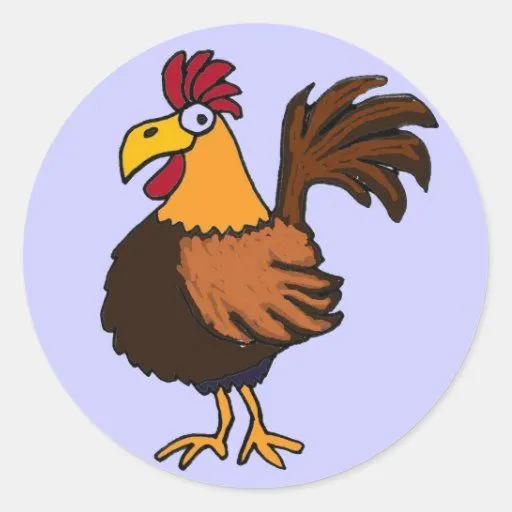 Pegatinas divertidos del dibujo animado del gallo pegatina redonda ... Pegatinas divertidos del dibujo animado del gallo pegatina redonda ...