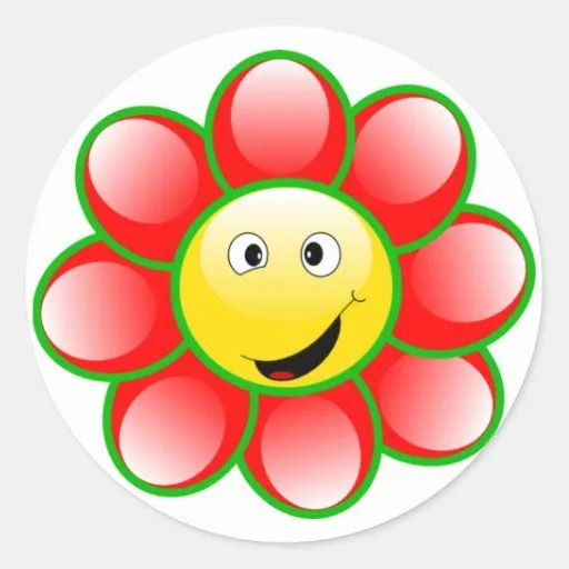 Pegatinas felices de la flor de la cara pegatina redonda | Zazzle