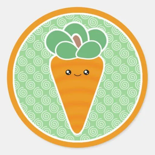 Pegatinas felices de Kawaii de la zanahoria Pegatina Redonda | Zazzle