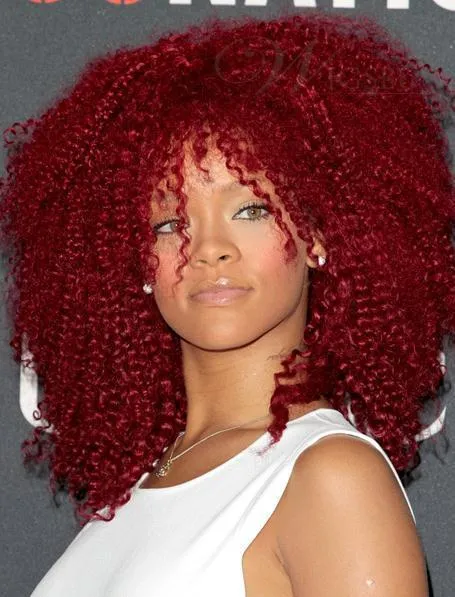 Peinado del cabello moda Rihanna medio rizado sin tapa 18 pulgadas ... Peinado del cabello moda Rihanna medio rizado sin tapa 18 pulgadas ...