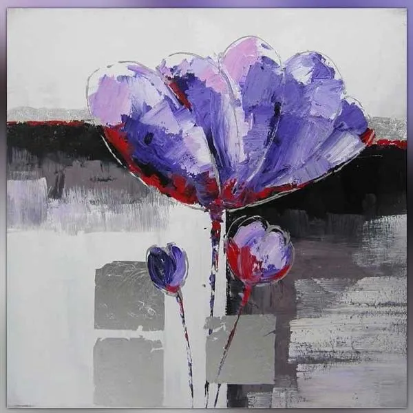 Peinture fleur violette, tableau de fleur carré Peinture fleur violette, tableau de fleur carré