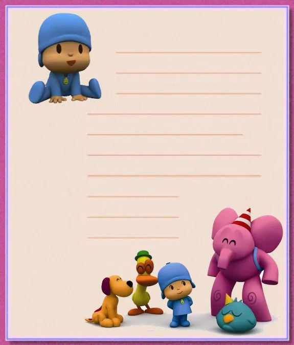 Papel de carta infantil: Papel de carta de Pocoyo