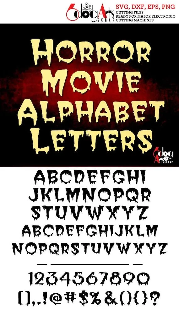 Película de terror Alfabeto Letras Imágenes digitales Svg Dxf Eps Png Silueta Cricut Vector imprimible Descargar Papel Vinilo Corte JB-358 - Etsy España Película de terror Alfabeto Letras Imágenes digitales Svg Dxf Eps Png Silueta Cricut Vector imprimible Descargar Papel Vinilo Corte JB-358 - Etsy España