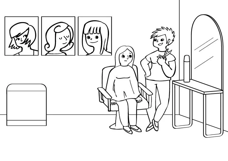 Peluquera: dibujo para colorear e imprimir