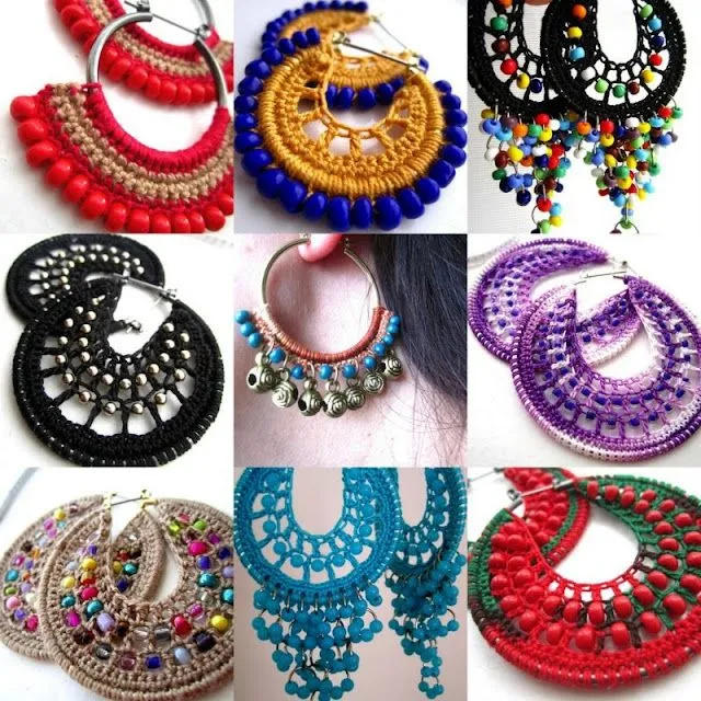 Como hacer Pendientes de Aro de Crochet - Patrones Crochet Como hacer Pendientes de Aro de Crochet - Patrones Crochet
