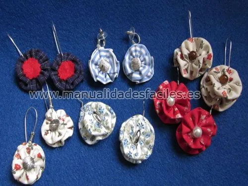 Pendientes flor de tela | Manualidades faciles