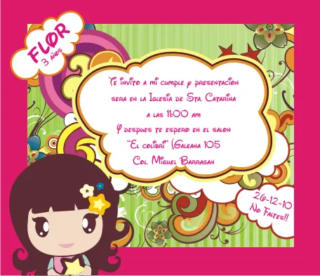 Frase para invitación de presentacion de 3 años - Imagui