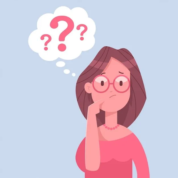 Pensando en el personaje de mujer de negocios. ilustración de dibujos animados de una mujer con un signo de interrogación aislado sobre fondo blanco. | Vector Premium Pensando en el personaje de mujer de negocios. ilustración de dibujos animados de una mujer con un signo de interrogación aislado sobre fondo blanco. | Vector Premium