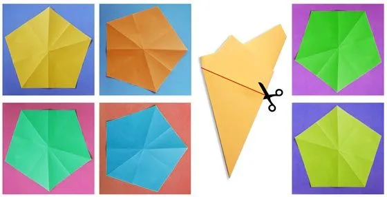 Cómo hacer un pentágono a partir de un papel cuadrado
