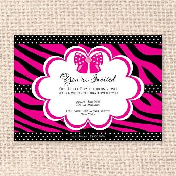 Pequeña Diva Animal Print invitación DIY por blackleafdesign