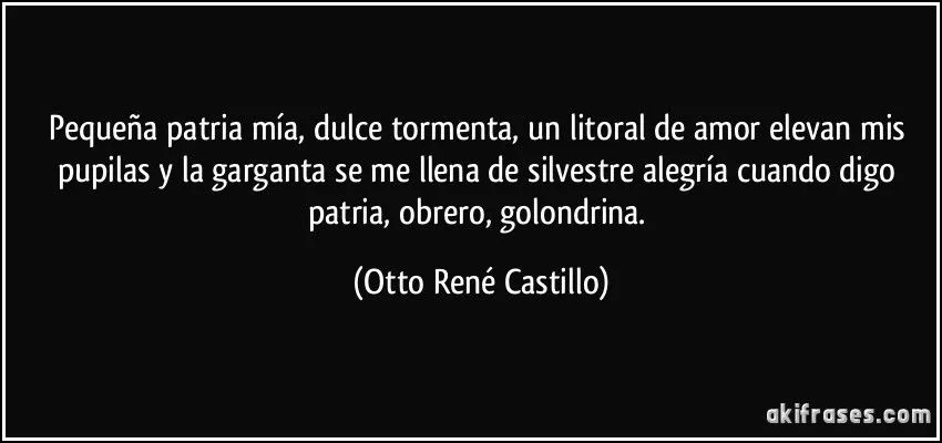 Pequeña patria mía, dulce tormenta, un litoral de amor elevan... Pequeña patria mía, dulce tormenta, un litoral de amor elevan...