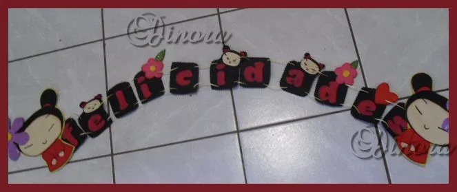 mis pequeñas manualidades: letrero FELICIDADES de PUCCA