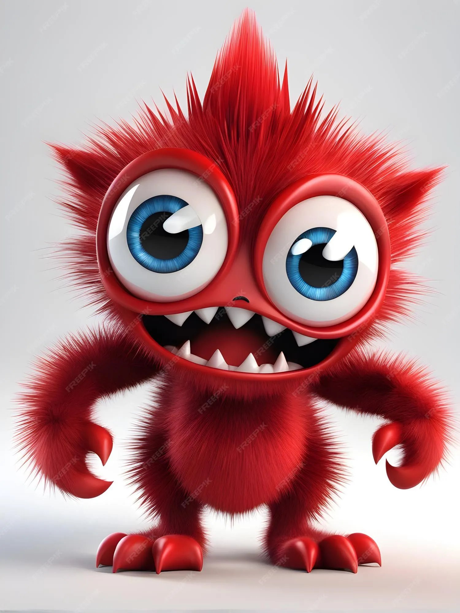 Pequeño monstruo enojado rojo sobre un fondo blanco | Foto Premium Pequeño monstruo enojado rojo sobre un fondo blanco | Foto Premium