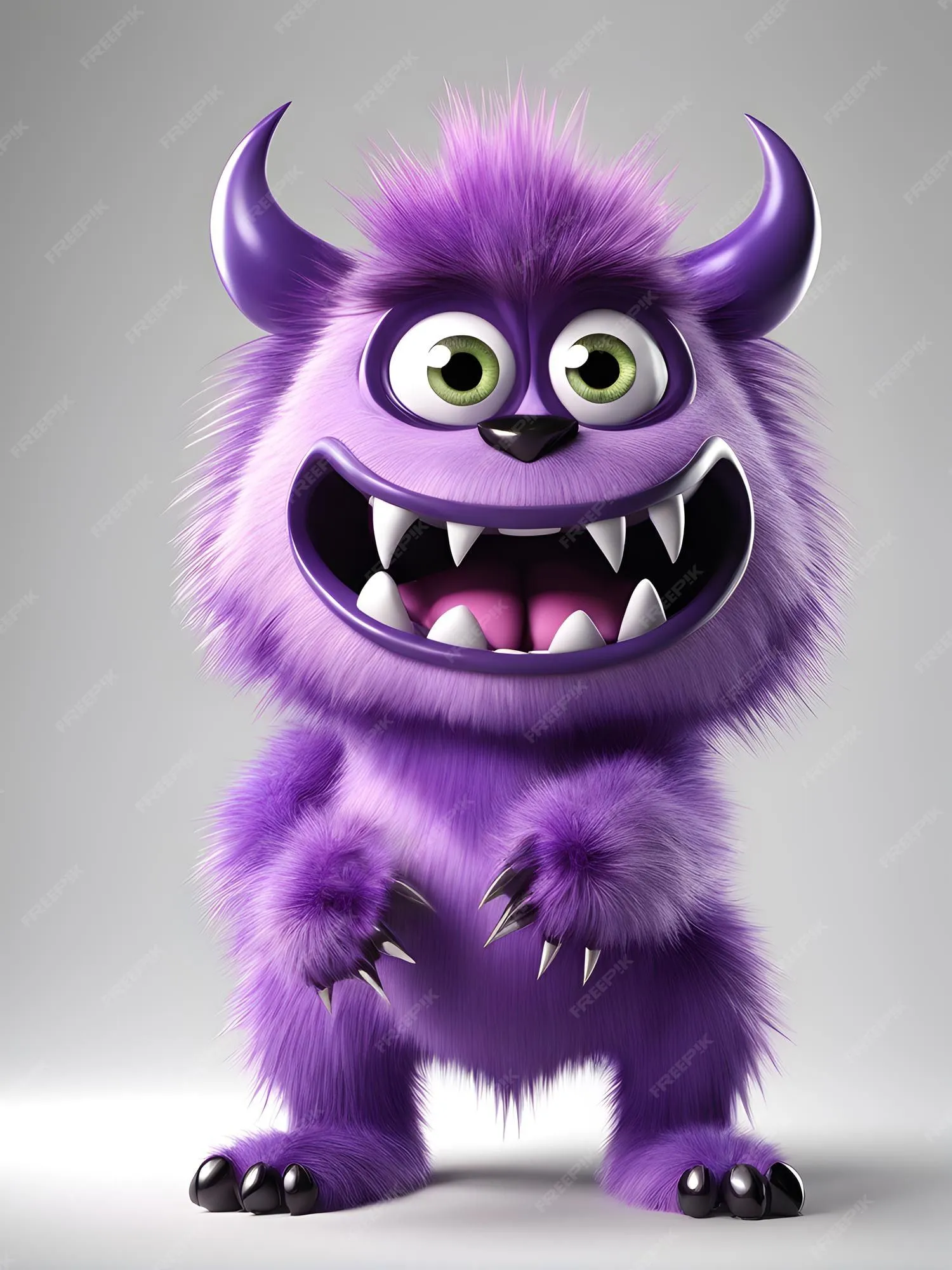 Pequeño monstruo violeta enojado sobre un fondo gris | Foto Premium Pequeño monstruo violeta enojado sobre un fondo gris | Foto Premium