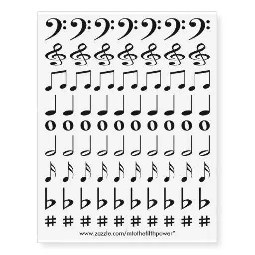 Pequeños notas y símbolos negros de la música tatuajes temporales ... Pequeños notas y símbolos negros de la música tatuajes temporales ...
