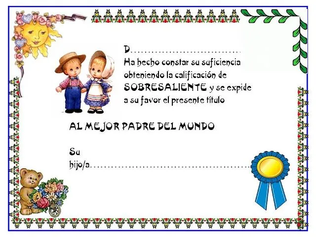 PEQUES Y PECAS...: DIPLOMAS PARA PAPÁ.