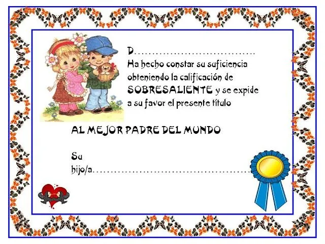 PEQUES Y PECAS...: DIPLOMAS PARA PAPÁ.