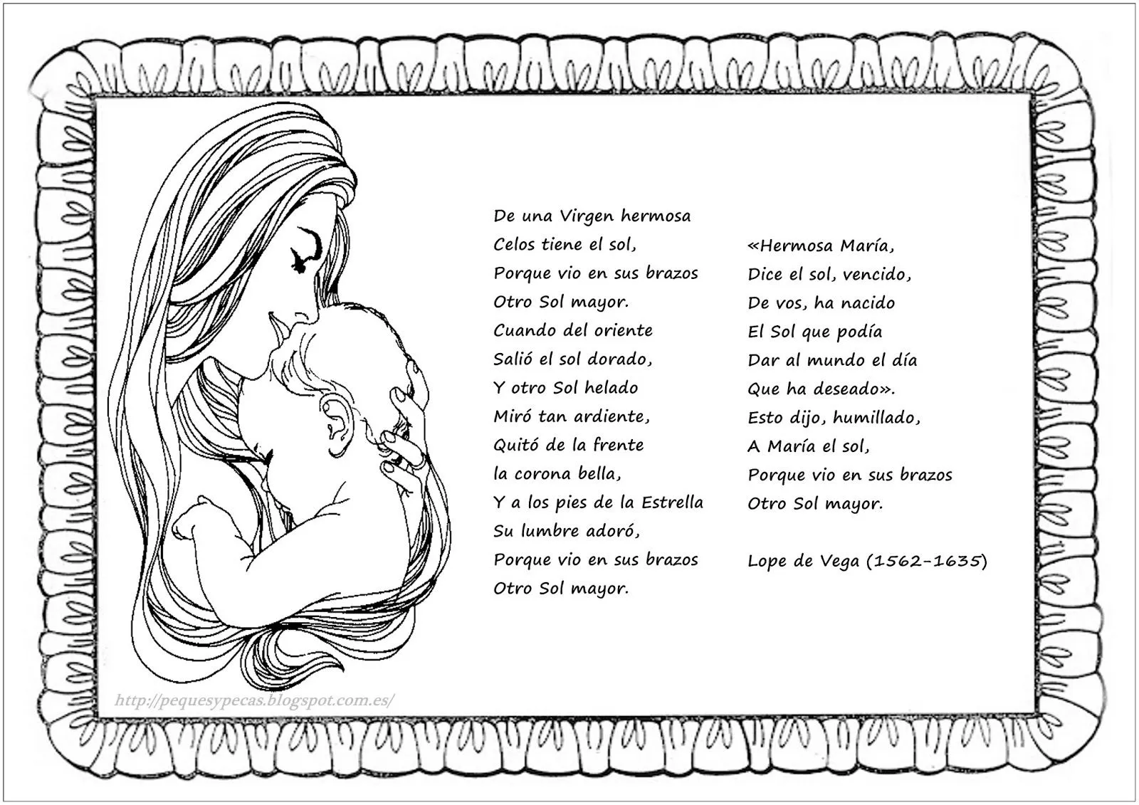 PEQUES Y PECAS...: FICHAS PARA COLOREAR DE POEMAS A LA VIRGEN. PEQUES Y PECAS...: FICHAS PARA COLOREAR DE POEMAS A LA VIRGEN.