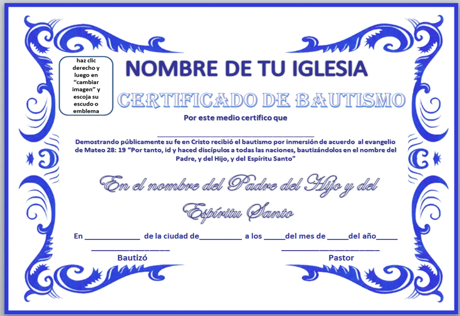 Perfecto Plantillas De Certificados De Iglesia Embellecimiento - Colección  De Plantillas De Curricul… | Bautismo cristiano, Bautismo, Certificados de  reconocimiento